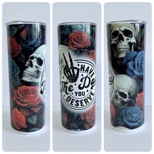 Skull and Roses 20oz Skinny Tumbler